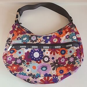 Lesportsac Multicolored Floral Hobo Shoulder Bag Retro Inspired